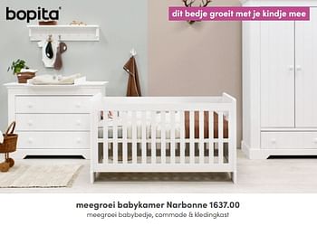 Aanbiedingen Meegroei babykamer narbonne - Bopita - Geldig van 22/05/2022 tot 28/05/2022 bij Baby & Tiener Megastore
