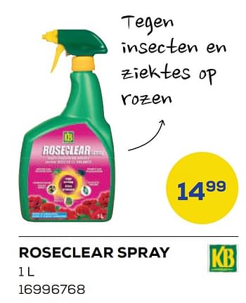 Aanbiedingen Roseclear spray - KB - Geldig van 20/05/2022 tot 24/06/2022 bij Supra Bazar