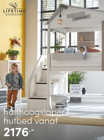 Aanbiedingen Halfhoogslaper hutbed - Lifetime Kidsrooms - Geldig van 22/05/2022 tot 04/06/2022 bij Baby & Tiener Megastore