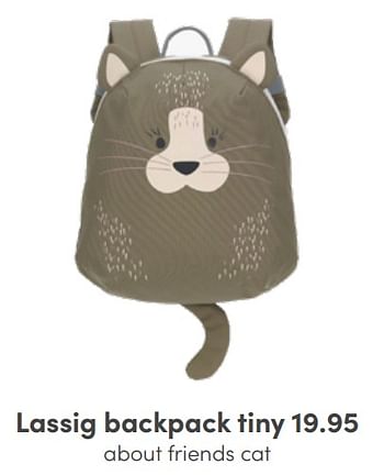 Aanbiedingen Lassig backpack tiny about friends cat - Lassig - Geldig van 22/05/2022 tot 04/06/2022 bij Baby & Tiener Megastore