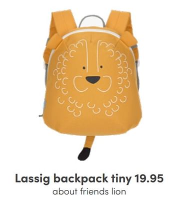 Aanbiedingen Lassig backpack tiny about friends lion - Lassig - Geldig van 22/05/2022 tot 04/06/2022 bij Baby & Tiener Megastore