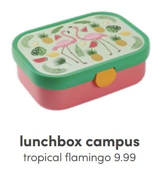 Aanbiedingen Lunchbox campus tropical flamingo - Mepal - Geldig van 22/05/2022 tot 04/06/2022 bij Baby & Tiener Megastore
