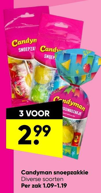 Aanbiedingen Candyman snoepzakkie - Candyman - Geldig van 23/05/2022 tot 05/06/2022 bij Big Bazar