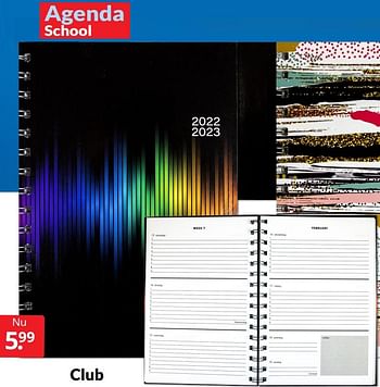 Aanbiedingen Agenda school club - Huismerk - Boekenvoordeel - Geldig van 28/05/2022 tot 05/06/2022 bij Boekenvoordeel