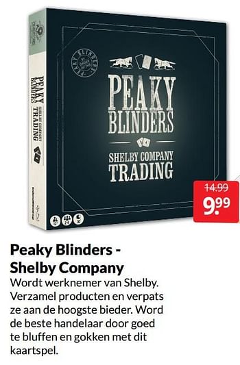 Aanbiedingen Peaky blinders - shelby company - Huismerk - Boekenvoordeel - Geldig van 28/05/2022 tot 05/06/2022 bij Boekenvoordeel