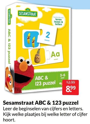 Aanbiedingen Sesamstraat abc + 123 puzzel - Huismerk - Boekenvoordeel - Geldig van 28/05/2022 tot 05/06/2022 bij Boekenvoordeel