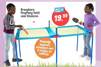 Aanbiedingen Draagbare pingpong tafel voor kinderen - Geldig van 01/06/2022 tot 30/09/2022 bij Lobbes