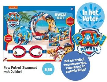 Aanbiedingen Paw patrol zwemset met duikbril - Sambro - Geldig van 01/06/2022 tot 30/09/2022 bij Lobbes