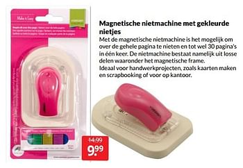 Aanbiedingen Magnetische nietmachine met gekleurde nietjes - Huismerk - Boekenvoordeel - Geldig van 04/06/2022 tot 12/06/2022 bij Boekenvoordeel