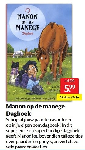 Aanbiedingen Manon op de manege dagboek - Huismerk - Boekenvoordeel - Geldig van 04/06/2022 tot 12/06/2022 bij Boekenvoordeel
