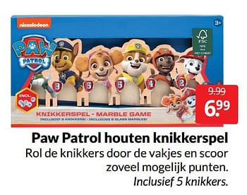 Aanbiedingen Paw patrol houten knikkerspel - Huismerk - Boekenvoordeel - Geldig van 04/06/2022 tot 12/06/2022 bij Boekenvoordeel