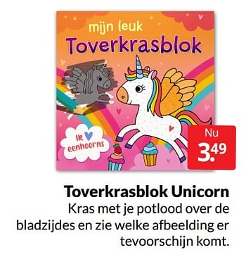 Aanbiedingen Toverkrasblok unicorn - Huismerk - Boekenvoordeel - Geldig van 04/06/2022 tot 12/06/2022 bij Boekenvoordeel