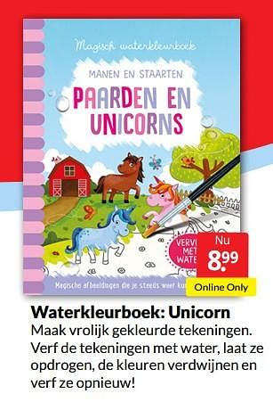 Aanbiedingen Waterkleurboek unicorn - Huismerk - Boekenvoordeel - Geldig van 04/06/2022 tot 12/06/2022 bij Boekenvoordeel