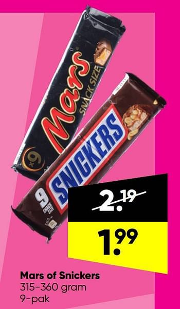 Aanbiedingen Mars of snickers - Huismerk - Big Bazar - Geldig van 06/06/2022 tot 19/06/2022 bij Big Bazar