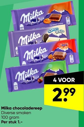 Aanbiedingen Milka chocoladereep - Milka - Geldig van 06/06/2022 tot 19/06/2022 bij Big Bazar