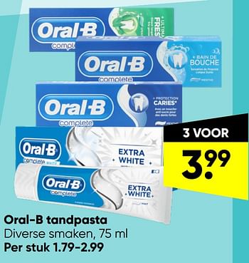 Aanbiedingen Oral-b tandpasta - Oral-B - Geldig van 06/06/2022 tot 19/06/2022 bij Big Bazar