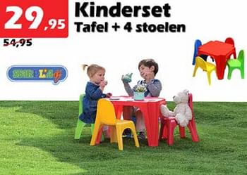 Aanbiedingen Kinderset tafel + 4 stoelen - Huismerk - Itek - Geldig van 28/05/2022 tot 19/06/2022 bij Itek