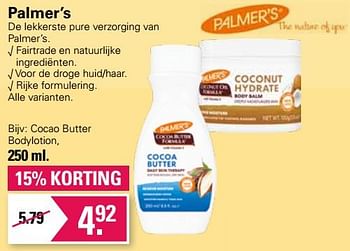 Aanbiedingen Cocao butter bodylotion - Palmer's - Geldig van 01/06/2022 tot 18/06/2022 bij De Online Drogist