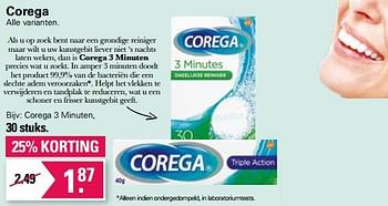 Aanbiedingen Corega 3 minuten - Corega - Geldig van 01/06/2022 tot 18/06/2022 bij De Online Drogist