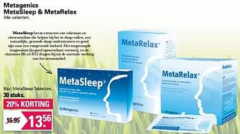 Aanbiedingen Metasleep tabletten - MetaSleep - Geldig van 01/06/2022 tot 18/06/2022 bij De Online Drogist