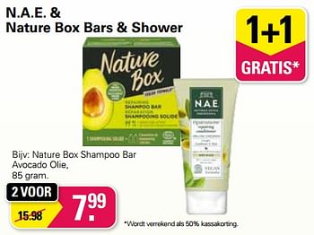 Aanbiedingen Nature box shampoo bar avocado olie - NAE - Geldig van 01/06/2022 tot 18/06/2022 bij De Online Drogist
