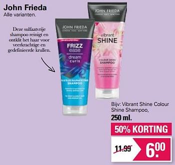 Aanbiedingen Vibrant shine colour shine shampoo - John Frieda - Geldig van 01/06/2022 tot 18/06/2022 bij De Online Drogist