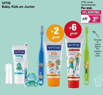 Aanbiedingen Vitis junior tandenborstel - Vitis - Geldig van 01/06/2022 tot 18/06/2022 bij De Online Drogist
