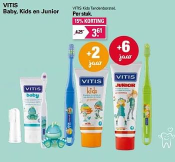 Aanbiedingen Vitis kids tandenborstel - Vitis - Geldig van 01/06/2022 tot 18/06/2022 bij De Online Drogist