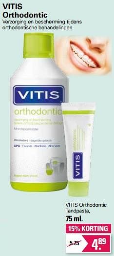 Aanbiedingen Vitis orthodontic tandpasta - Vitis - Geldig van 01/06/2022 tot 18/06/2022 bij De Online Drogist