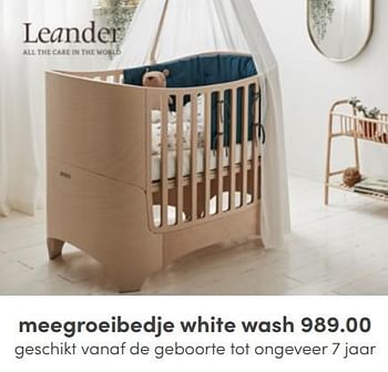 Aanbiedingen Meegroeibedje white wash - Leander - Geldig van 12/06/2022 tot 18/06/2022 bij Baby & Tiener Megastore