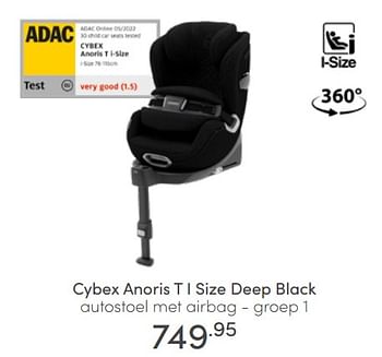Aanbiedingen Cybex anoris t i size deep black autostoel met airbag - Cybex - Geldig van 12/06/2022 tot 18/06/2022 bij Baby & Tiener Megastore