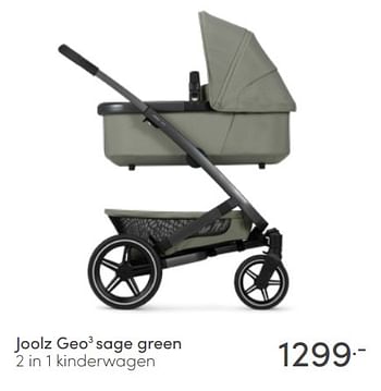 Aanbiedingen Joolz geo3 sage green 2 in 1 kinderwagen - Joolz - Geldig van 12/06/2022 tot 18/06/2022 bij Baby & Tiener Megastore