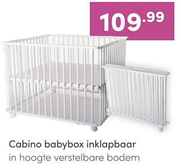 Aanbiedingen Cabino babybox inklapbaar - Cabino - Geldig van 12/06/2022 tot 18/06/2022 bij Baby & Tiener Megastore