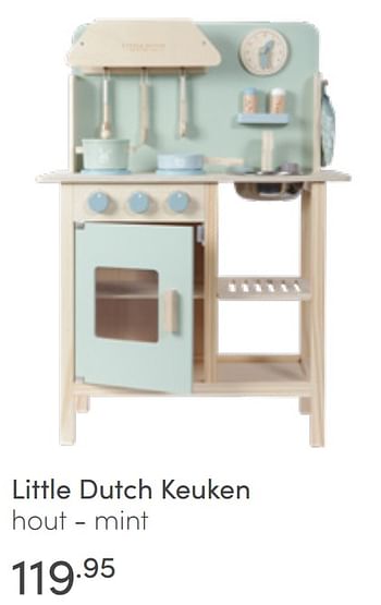 Aanbiedingen Little dutch keuken hout - mint - Little Dutch - Geldig van 12/06/2022 tot 18/06/2022 bij Baby & Tiener Megastore