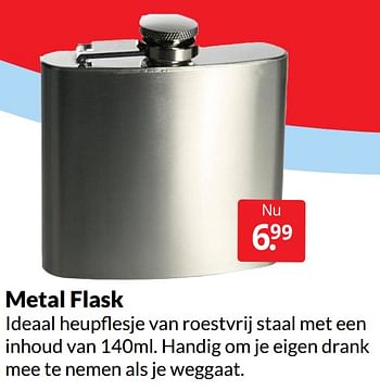 Aanbiedingen Metal flask - Huismerk - Boekenvoordeel - Geldig van 11/06/2022 tot 19/06/2022 bij Boekenvoordeel