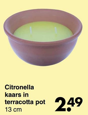 Aanbiedingen Citronella kaars in terracotta pot - Huismerk - Wibra - Geldig van 13/06/2022 tot 26/06/2022 bij Wibra