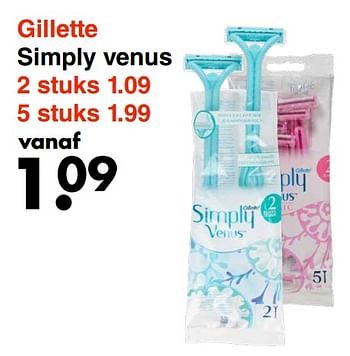 Aanbiedingen Gillette simply venus - Gillette - Geldig van 13/06/2022 tot 26/06/2022 bij Wibra