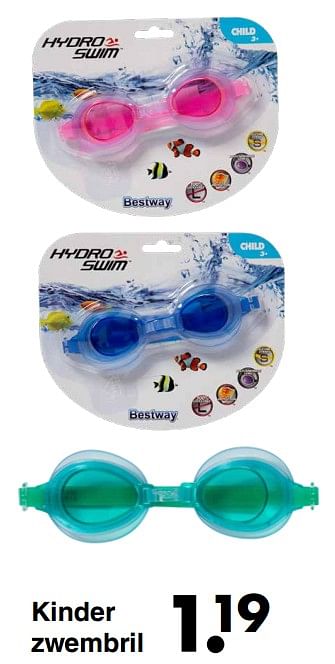 Aanbiedingen Kinder zwembril - BestWay - Geldig van 13/06/2022 tot 26/06/2022 bij Wibra