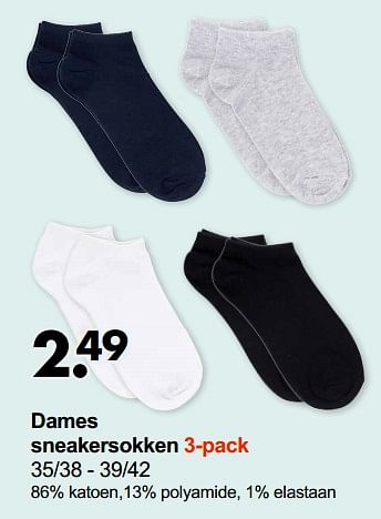 Aanbiedingen Dames sneakersokken - Huismerk - Wibra - Geldig van 13/06/2022 tot 26/06/2022 bij Wibra