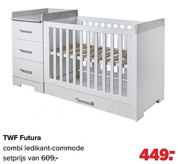 Aanbiedingen Twf futura combi ledikant-commode - TWF - Geldig van 13/06/2022 tot 02/07/2022 bij Baby-Dump
