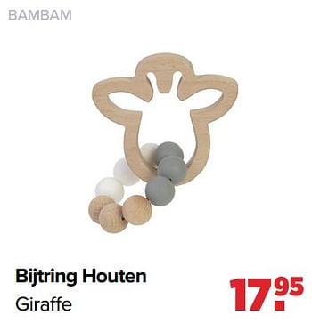 Aanbiedingen Bambam bijtring houten giraffe - Bambam - Geldig van 13/06/2022 tot 02/07/2022 bij Baby-Dump