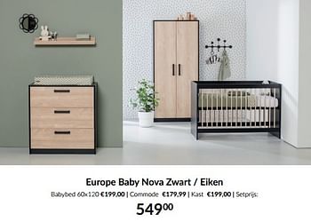 Aanbiedingen Europe baby nova zwart - eiken - Europe baby - Geldig van 14/06/2022 tot 18/07/2022 bij Babypark