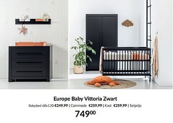 Aanbiedingen Europe baby vittoria zwart - Europe baby - Geldig van 14/06/2022 tot 18/07/2022 bij Babypark