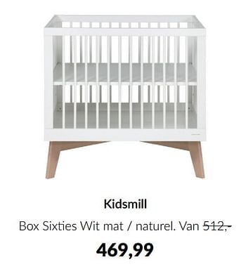 Aanbiedingen Kidsmill box sixties wit mat - naturel - Kidsmill - Geldig van 14/06/2022 tot 18/07/2022 bij Babypark