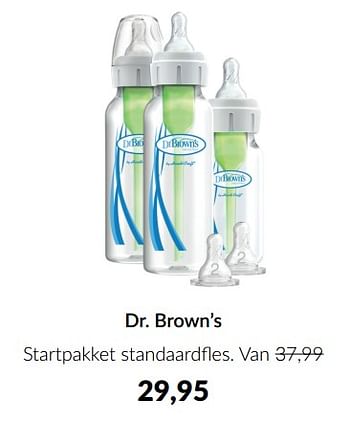 Aanbiedingen Dr. brown’s startpakket standaardfles - DrBrown's - Geldig van 14/06/2022 tot 18/07/2022 bij Babypark