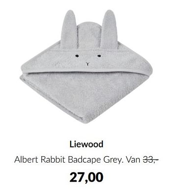 Aanbiedingen Liewood albert rabbit badcape grey - Liewood - Geldig van 14/06/2022 tot 18/07/2022 bij Babypark
