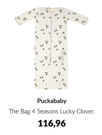 Aanbiedingen Puckababy the bag 4 seasons lucky clover - Puckababy - Geldig van 14/06/2022 tot 18/07/2022 bij Babypark