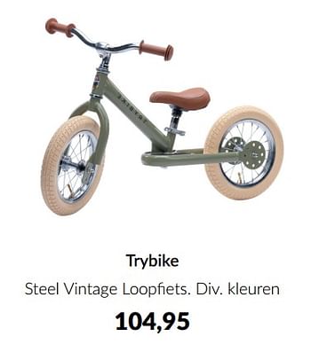 Aanbiedingen Trybike steel vintage loopfiets - Trybike - Geldig van 14/06/2022 tot 18/07/2022 bij Babypark