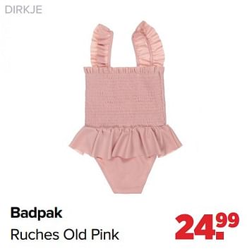 Aanbiedingen Dirkje badpak ruches old pink - Dirkje Babywear - Geldig van 13/06/2022 tot 02/07/2022 bij Baby-Dump