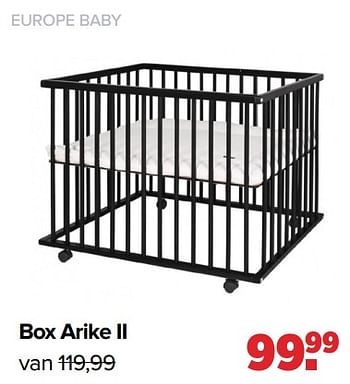 Aanbiedingen Europe baby box arike ii - Europe baby - Geldig van 13/06/2022 tot 02/07/2022 bij Baby-Dump
